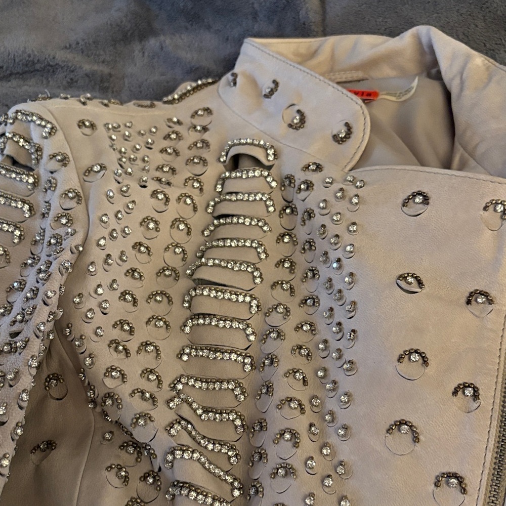 Authentic Alice + Olivia Embellished Leather Jacket - Picture 8 of 12